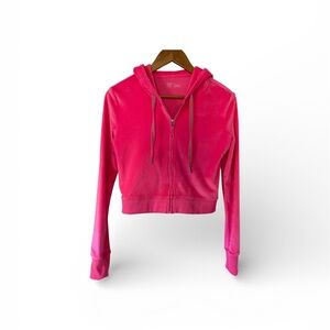 Aerie Hot Pink Velour Zip-Up Hoodie – Size S